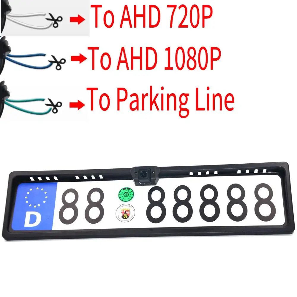 

CCD CVBS HD или AHD 720P 1080P Европейский номерной знак ЕС обратная резервная камера заднего вида помощь при парковке автомобиля
