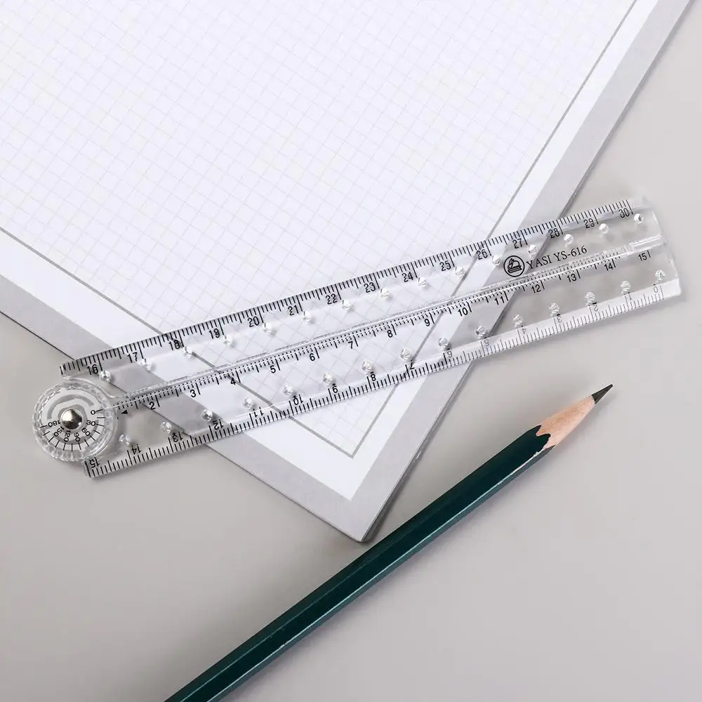 Artist School Office Supplies Angle Measurement Ruler Geometry Measuring Ruler Clear Folding Ruler Design Drawing Ruler