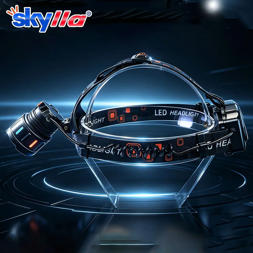 KENUSN High-Power LED Headlight USB Charging Zoom Head Flashlight Waterproof Lantern Outdoor Camping Fishing Waterproof