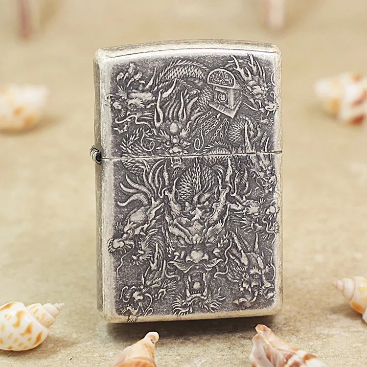 

Оригинальная зажигалка Zippo 9 Chinese Loong, медная зеркальная зажигалка, подарок с кодом защиты от подделки