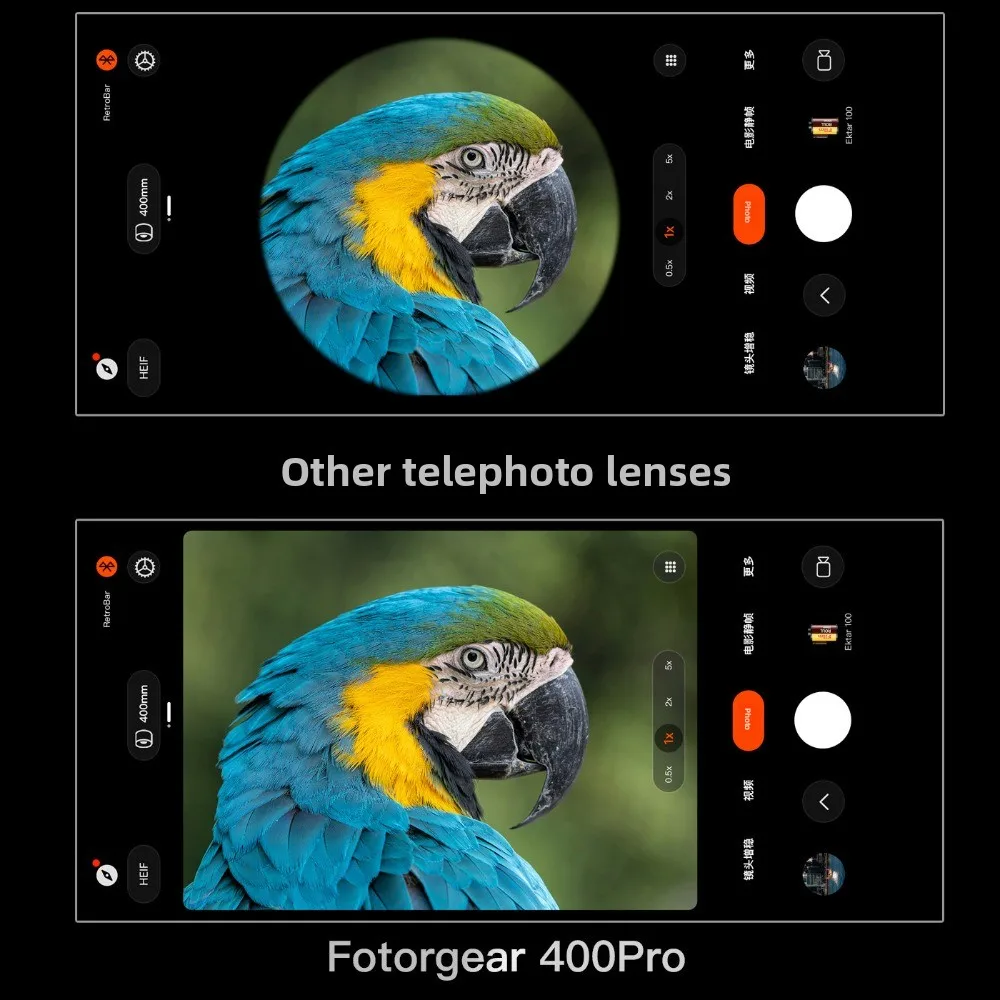Fotorgear 400mm Pro Mobile Phone Telephoto Camera Lens Set Bokeh for Animal Portrait Shots T-mount and Screw, with Storage Bag