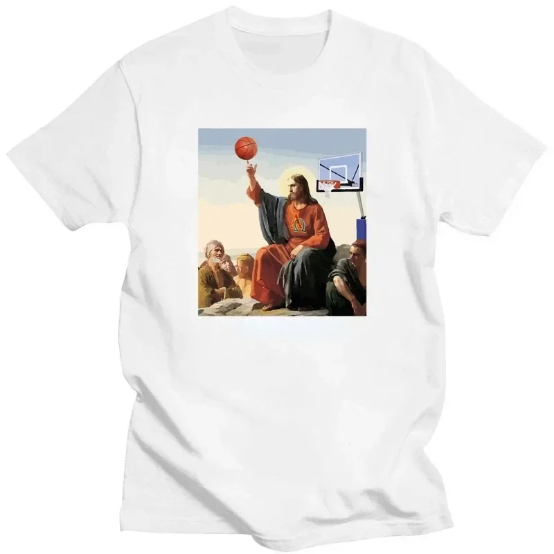 Tops Religious Easter Humor Streetwear Cool Religious Easter Funny T-shirt Jesus Playing Basketball for Women Men Cloth Religion