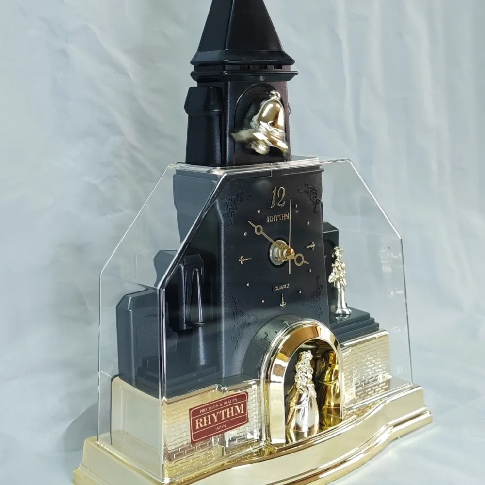 Black Clock Tabletop Vintage Living Room Decoration Ornament Creative Church Shape Desk Clock Table Decoration and Accessories