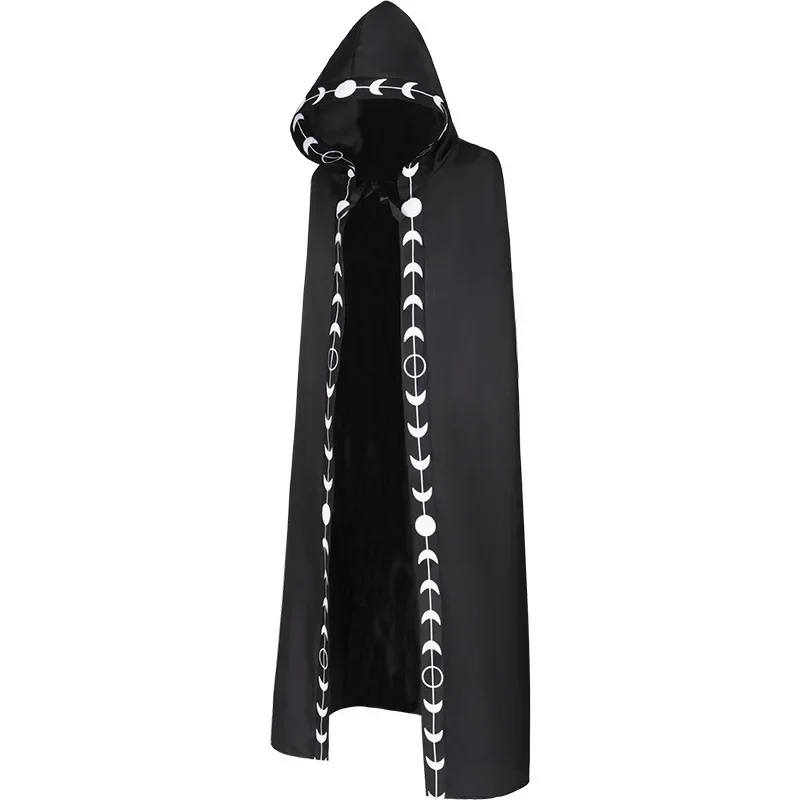 New Unisex Medieval Hooded Cloak Halloween Ball Death Robe Magic Wizard Costume For Party Anime Cosplay Retro Outfit view 3