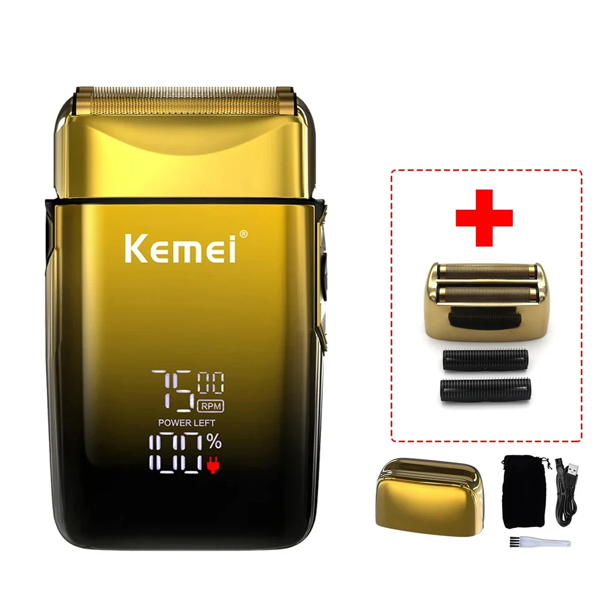 

Kemei KM-TX10 Электробритва для волос Перезаряжаемая бритва для бороды из фольги для мужчин Бритва для лысины для мужчин Машинки для стрижки волос для мужчин