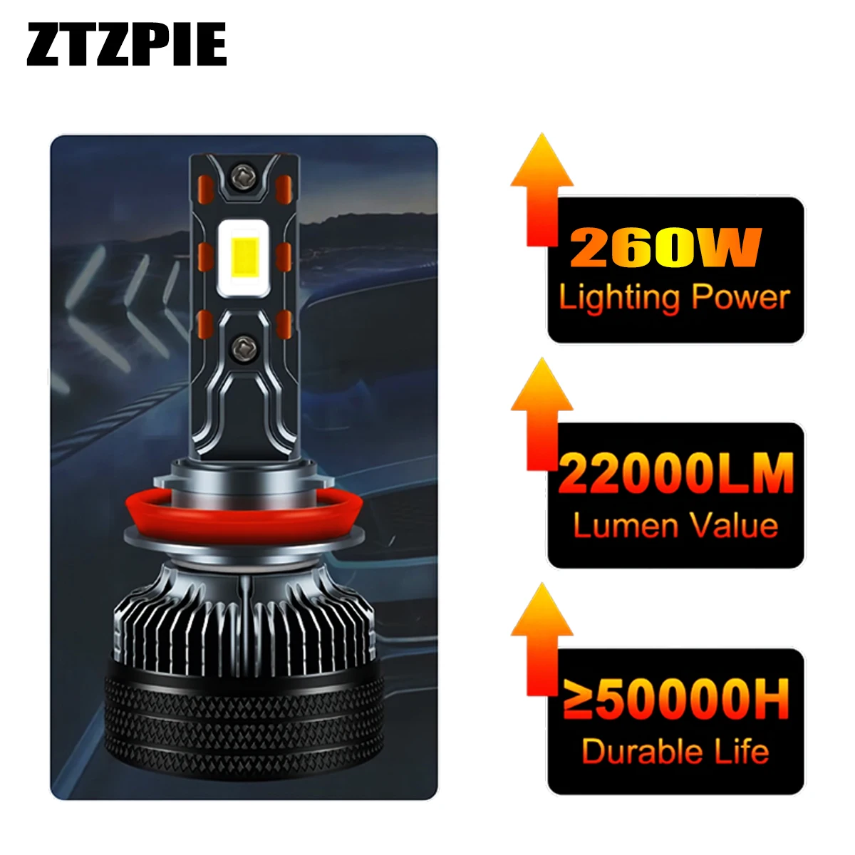 

ZTZPIE 6000K HB3 HB4 9005 9006 H1 H7 H4 H11 Bulb Canbus Led Lamp CSP 6075 Power K5C Car Headlight Light 260W 22000LM 12V 24V
