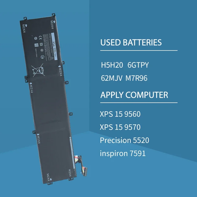 [6GTPY] for DELL XPS 15 9570 9560 7590 Precision 5520 5530 Series Notebook 11.4V 97WH Laptop Battery Replacement Battery