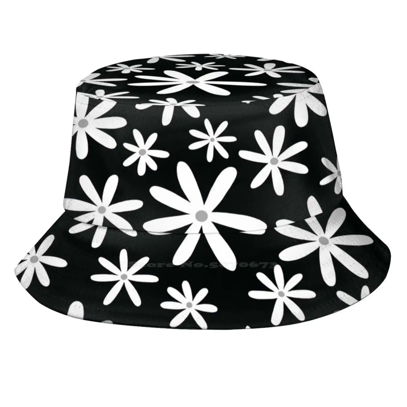 Tiare Flower - Black And Gray Palette Fisherman's Hat Bucket Hats Caps White Flower Gray Botanical Tiare Petals