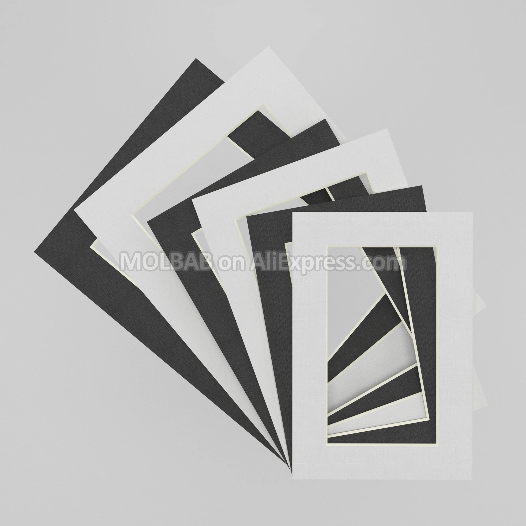 White/Black Photo Mats Rectangle/Oval/Square/Circle Paper Mounts For 6/7/8 inch Picture Frame Passepartouts 100PCS/Lot Wholesale