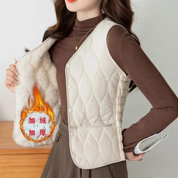 

Новый осенний пуховый хлопковый однотонный жилет без рукавов с v-образным вырезом и легкими теплыми и облегающими удобными универсальными базовыми жилетами