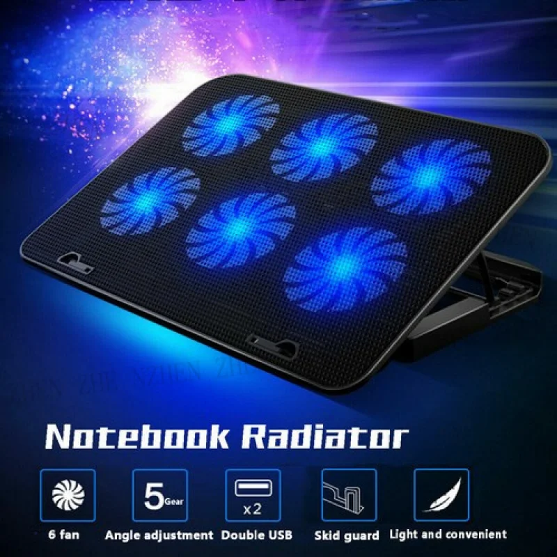 Y 6 Fans USB Cooler Cooling Pad Stand LED Light Radiator for Laptop PC Notebook