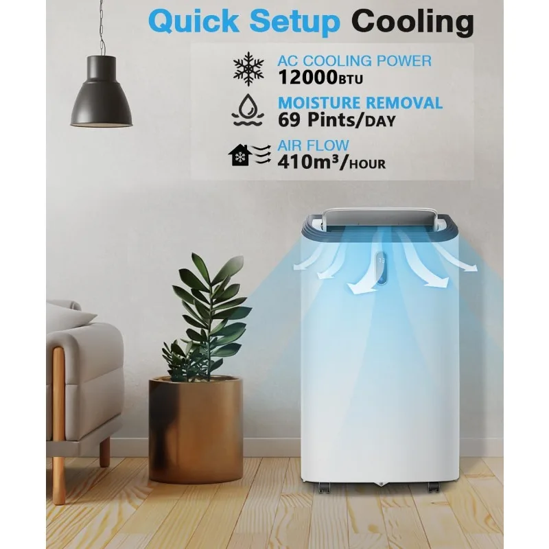 Joy Pebble Portable Air Conditioner 12000 BTU,Portable AC Unit for Room Cools up to 550 Sq.ft,Air Conditioner Portable 3-in-ONE