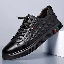 Genuine Natural Leather Men's Business Sneakers Designer Casual Shoes for Men Shoes Black White Sports Shoes Skateboard Shoes