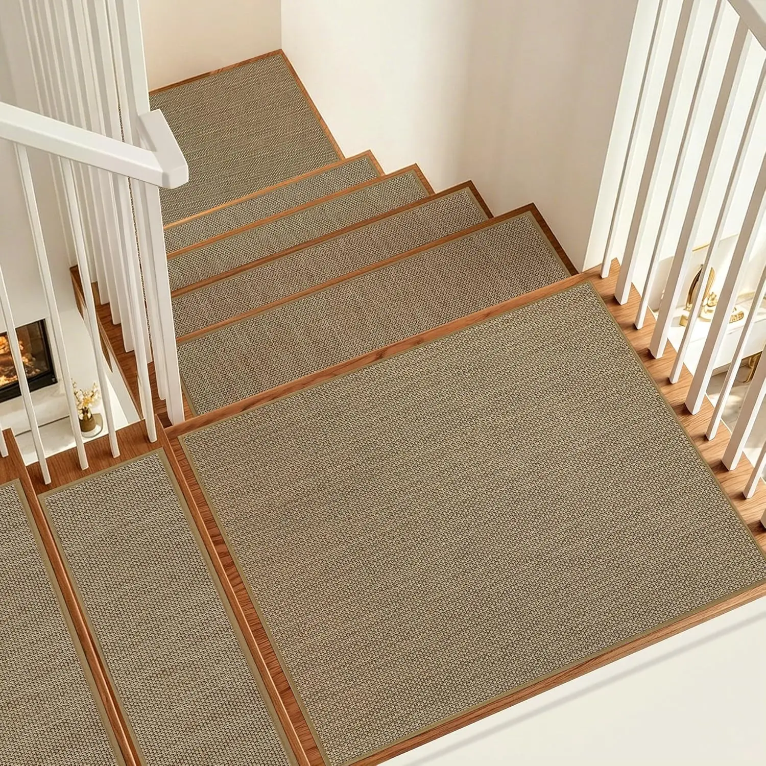 

Non Slip Stair Landing Rug 36x24, Beige Carpet Mat for Wood Steps Indoor