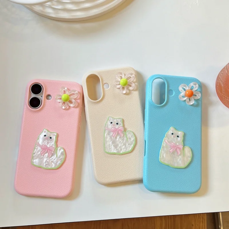 

Imitation leather pattern cat flower case suitable for Apple devices13PromaxProtective Sleeve15PromaxAnti-Fall14PromaxPhone case