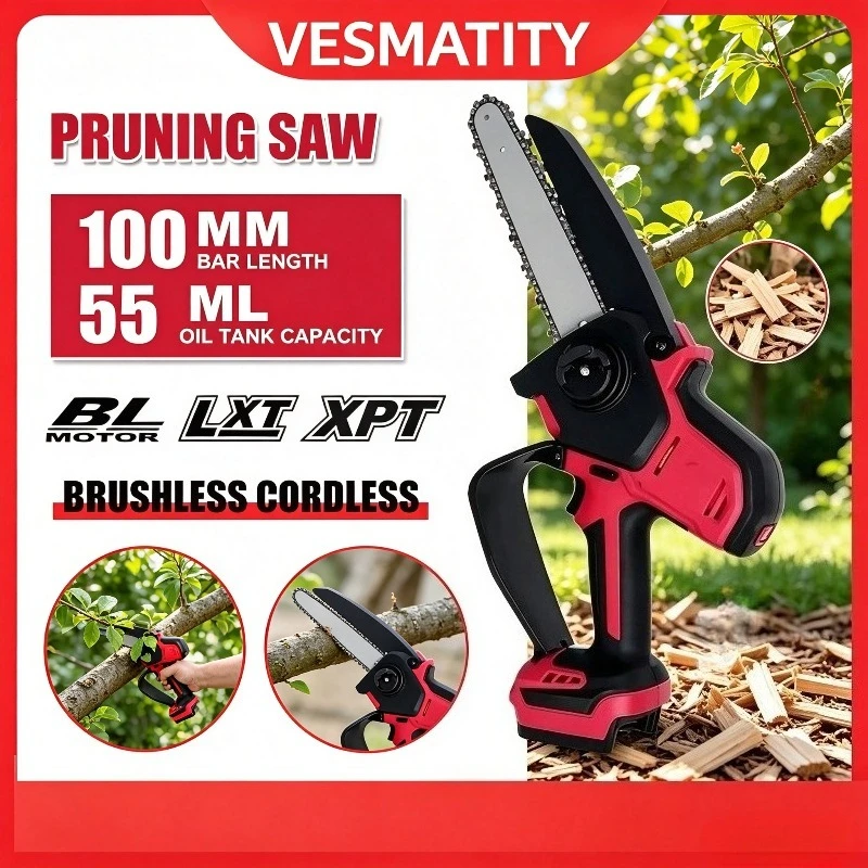 Cordless Electric Chain Saw Pruning Saw Brushless Power Tools Mini Electric Saw Garden Power Tools Fit Milwaukee  Battery