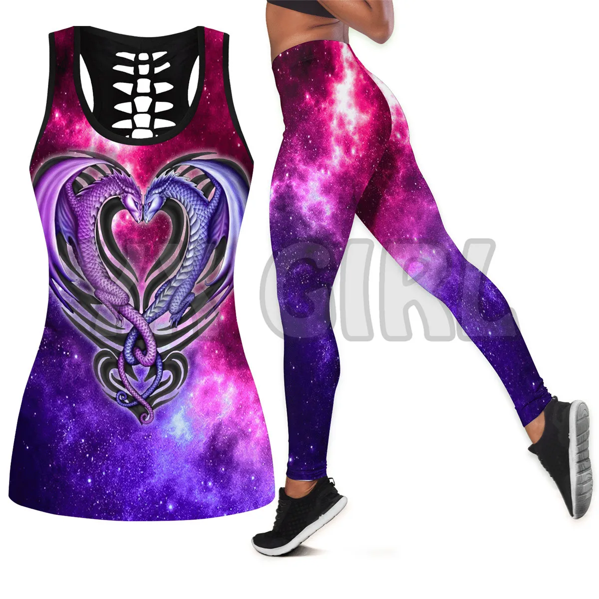 Native Feather  3D Printed Tank Top+Legging Combo Outfit Yoga Fitness Legging Women