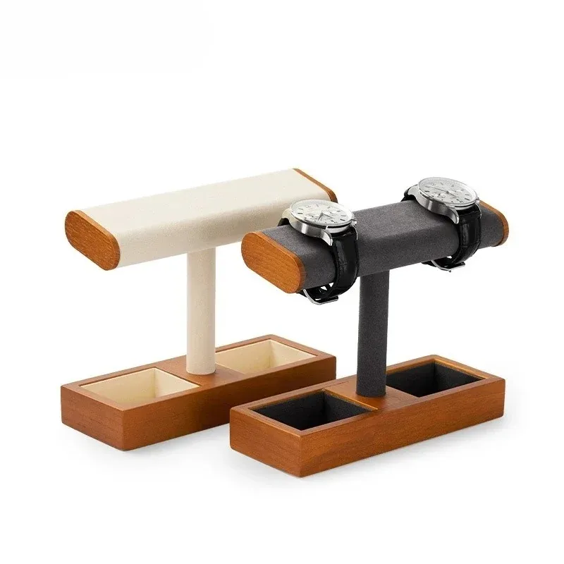 Wooden Jewelry Organizer Watch Display Stand Necklace Bracelet Rings Storage Rack Jewelry T-bar Holder Showcase Props
