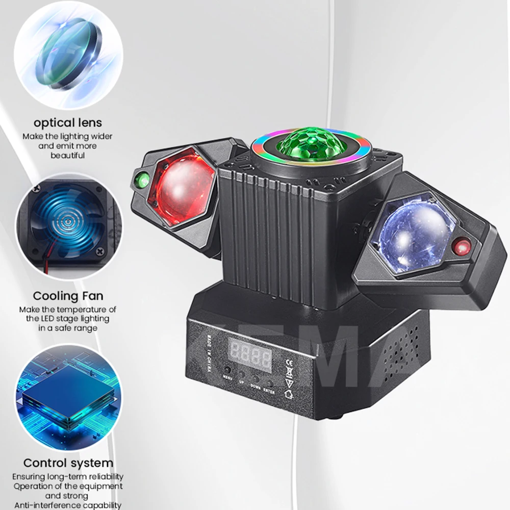 2-Arm Disco Party Light 50W Mini Beam DJ Mobile Remote LED Moving Head Light DMX512 Magic Ball Вращающийся клубный сценический эффект