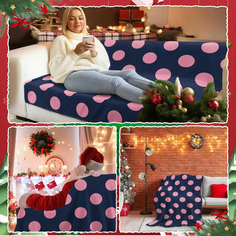Retro Polka Charm Winter Summer Flannel Blanket Throw Fleece Soft Fuzzy Plush Cozy Fleece Blankets for Sofa Ideal Gifts