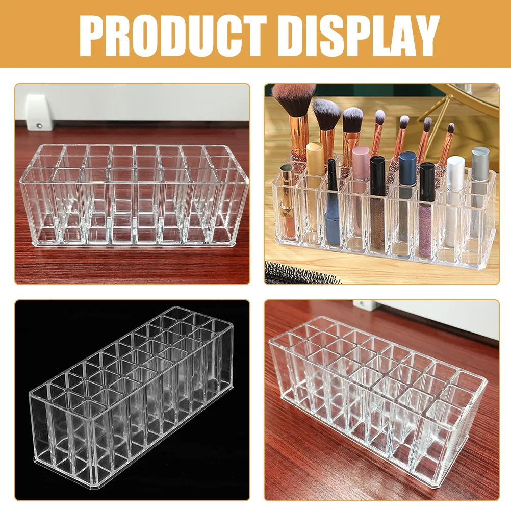 Makeup Brush Storage Box Clear Lipstick Stand Desktop Rack Organizer Tint For Vanity Eyebrow Pencil Acrylic