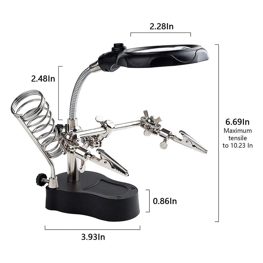 Multi-Function Soldering Iron Station Portable Auxiliary Clamp Soldering Iron with LED Magnifying Glass Soldering Repair Tools