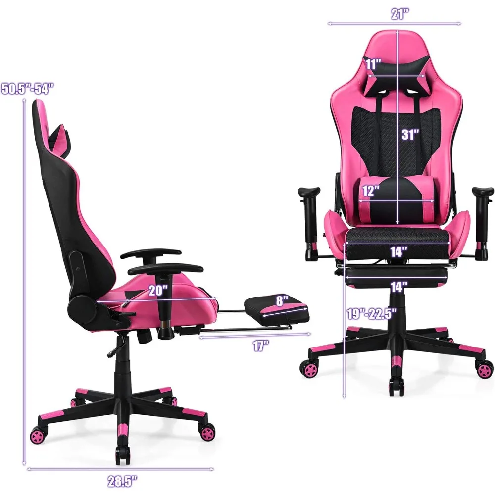 Gaming Chair, Ergonomic with Footrest, High Back E-Sport and Headrest & Massager Lumbar Support, Easy To Clean, Espores Chairs