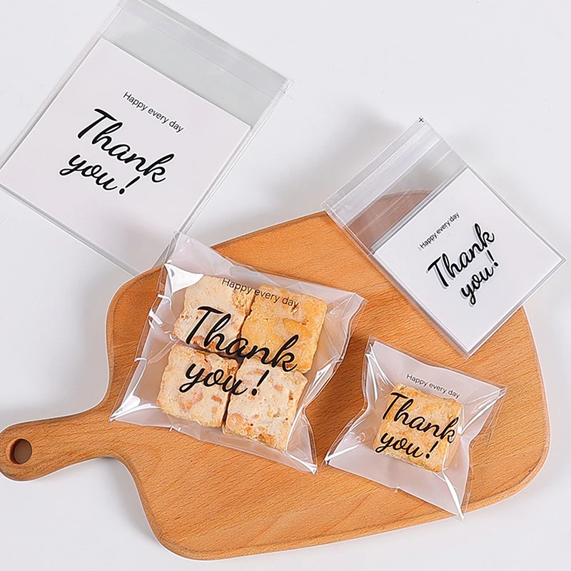 50 Stück transparente, selbstklebende „DANKE“-Beutel aus Kunststoff für DIY-Schmuckpräsentation, Keksaufbewahrung und Geschenktüten – Detail 6