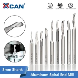 Xcan hss fresa 8mm shank gravura bit para janela de alumínio corte único flauta fresa cnc cortador de alumínio roteador bit