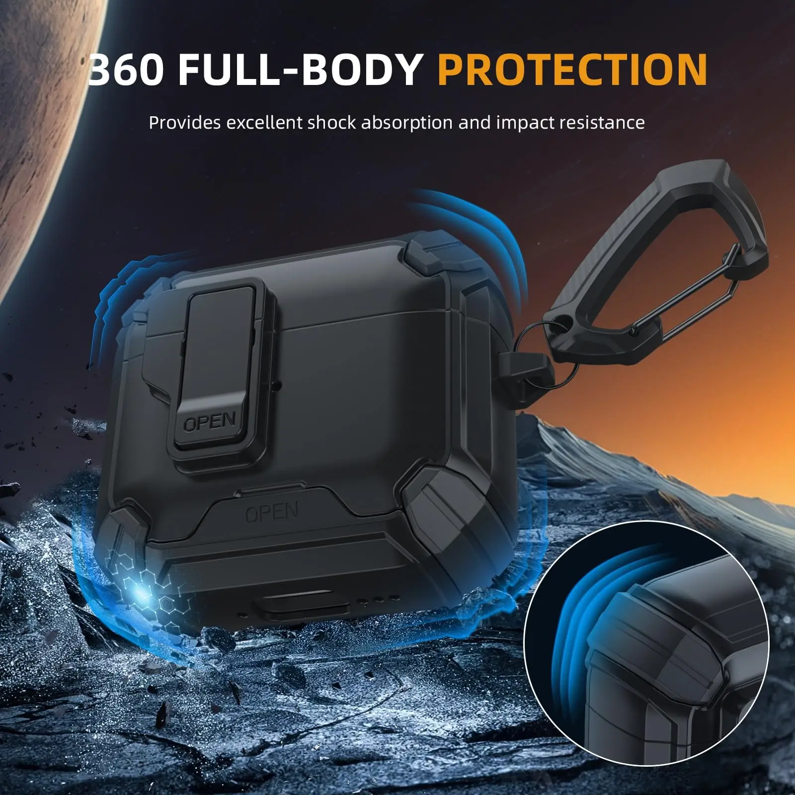 for AirPods Pro 3 Case (2025) with Phone Stand&Cleaning Kit Automatic Lock Case Cover Accessories for AirPods 4/Pro 2/Pro 3 Case - Image 3