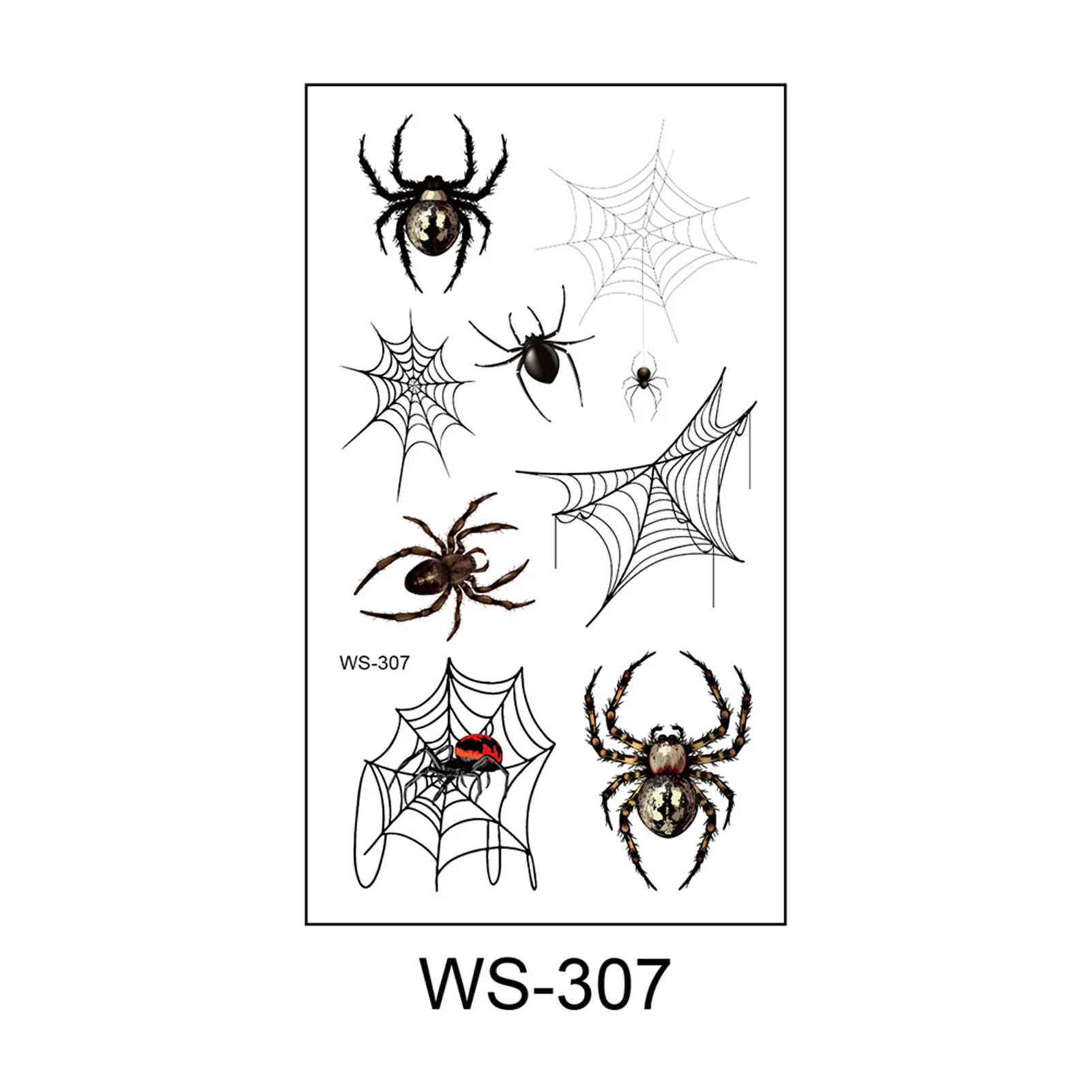Halloween Spider Face Tattoos Water & Sweat Resistant 3D Spider Tattoo Sticker for Holiday Party Accessories