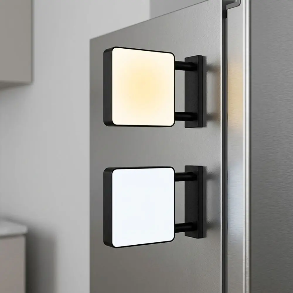 Miniature LED Refrigerator Magnet Light Sign No Pattern Round Square Luminous Blank Fridge Sticker Magnetic Base Energy Saving