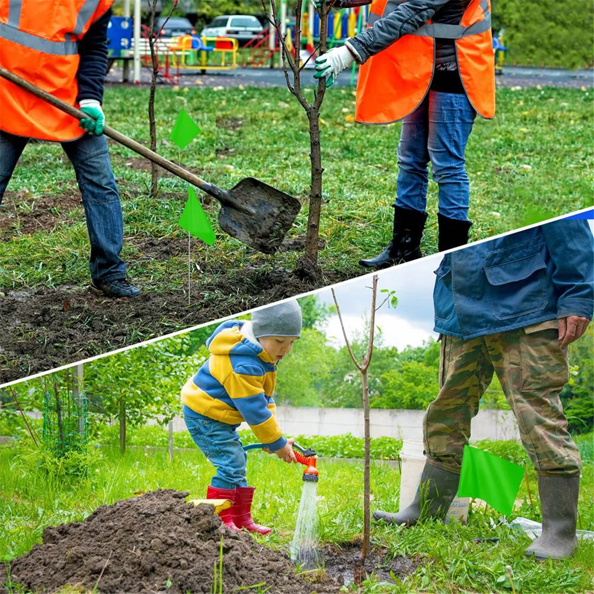 NN89R Marking Flags Marker Flags for Lawn 30 Pack, PVC Small Flags,Marking Flags Lawn Flags, Garden Flags,Survey Flags,Green