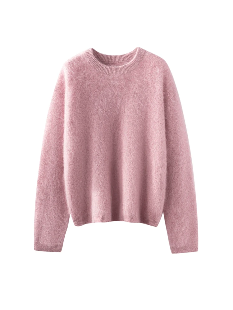 

Женский свитер-пуловер с круглым вырезом, однотонный, 100% кашемир, трикотаж, осень-зима, длинные рукава, теплая мягкая одежда, топы, роскошный стиль