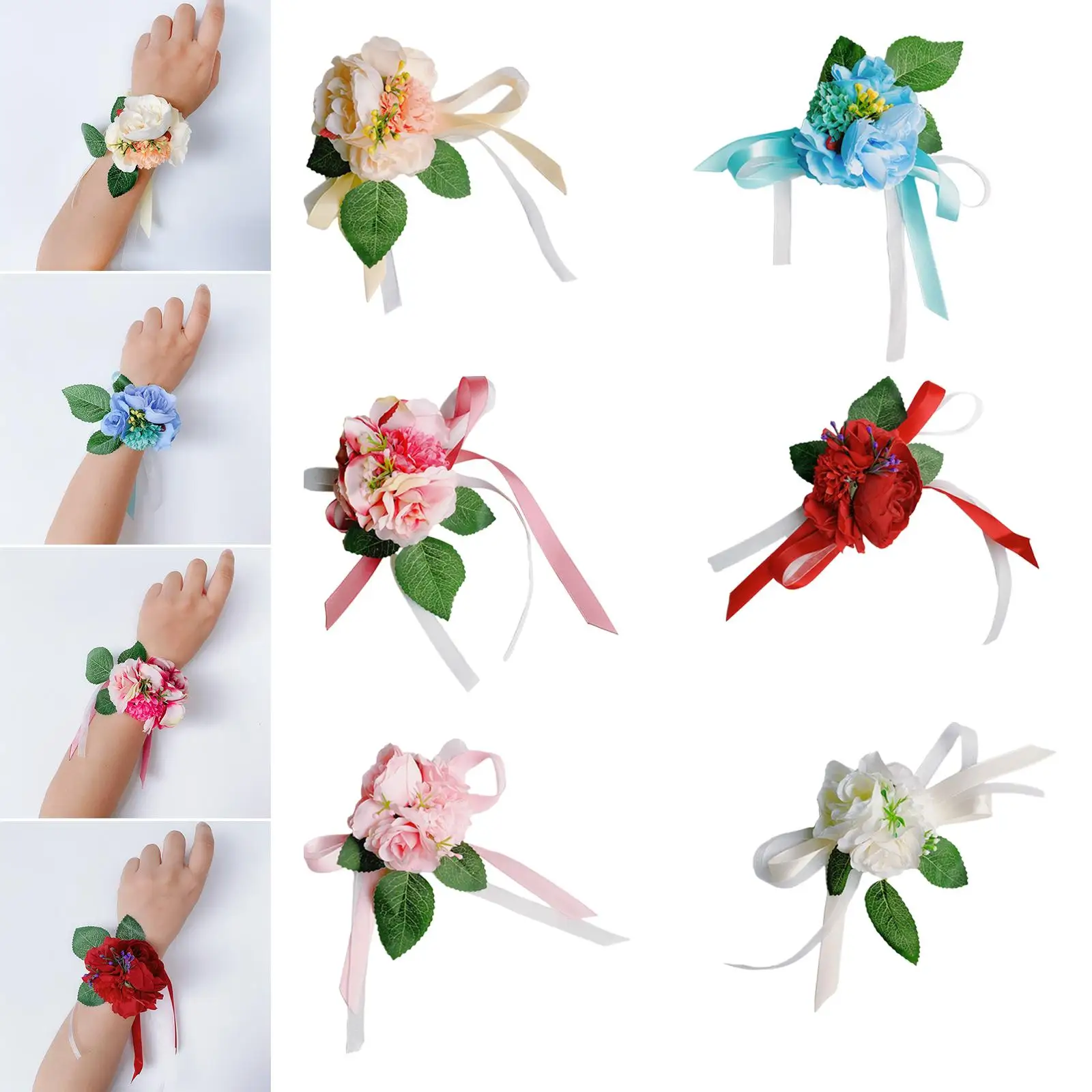 Mão pulso flor floral pulso corsage para noiva dama de honra chá de panela