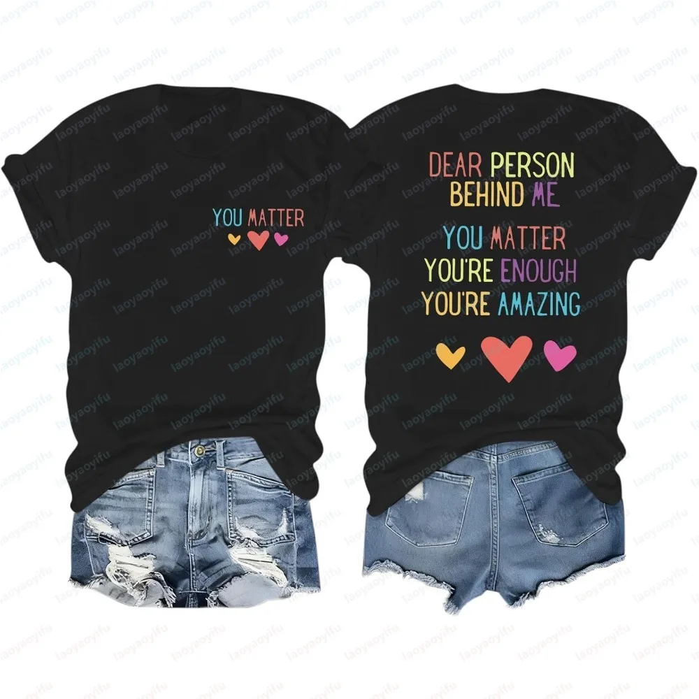 Fashion Women Summer Short Sleeve T-Shirt Positive Inspirational Graphic You Matter & You are Enough Casual Daily Cotton Tops