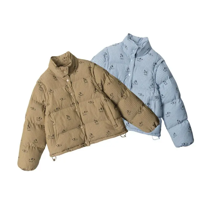 

HeyHenry Winter Thiened Loose Cotton Jaet ex Korean Sle Vest Sve Animal Pattern Long Sve Commute Faion