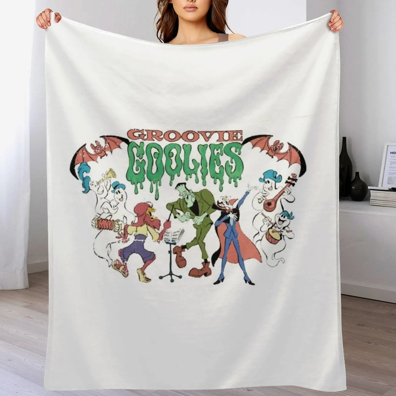 

Vintage, Distressed Groovie Goolies Throw Blanket Warm Flannel Blanket for Couch Chair Bedroom