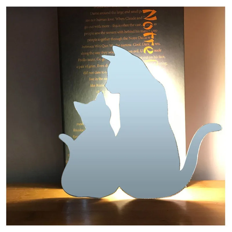 Acrylic Projection Wall Light New LED Night Lamp Voice Light Control Cat Shadow Light for Bedroom Indoor Decor Silhouette Light