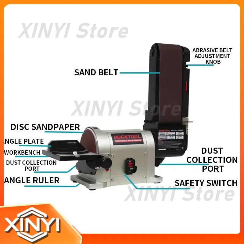 for 750W Abrasive Belt Machine Sand Disc Grinder Polishing Wire Drawing Electric Vertical Desktop Grinder