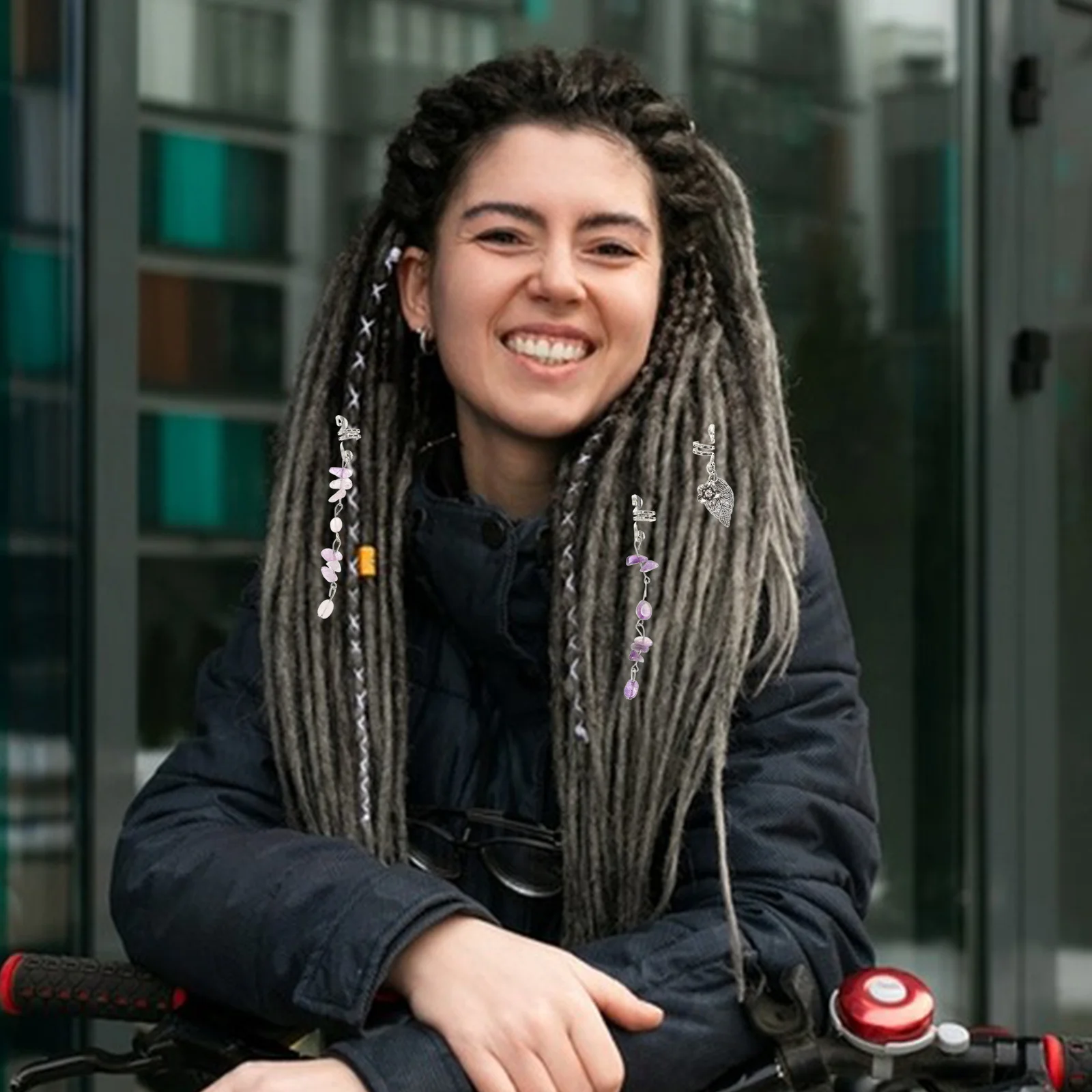 1 مجموعة دائم المعادن والحجر Dreadlock الربيع سحر الشعر مجوهرات للضفائر تنوعا استخدام قلادة قلادة سوار #3