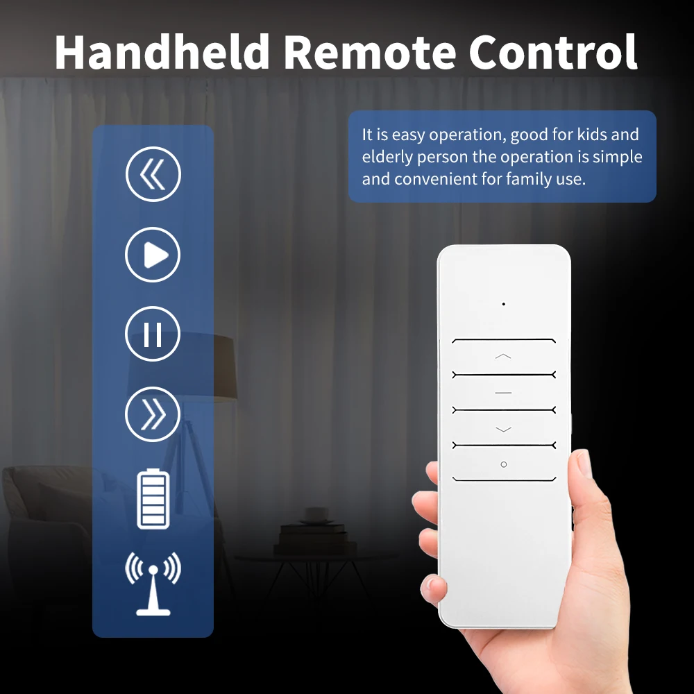 Tuya WiFi Smart Motorized Electric Curtain Motor Intelligent Shutter Motor RF433 Remote for Alexa Google Assistant Smart Things