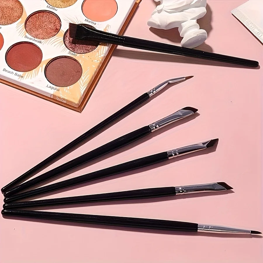 7Pcs Precision Eye Makeup Brush Set Angled Blade Eyeliner Brush Sickle Eyebrow Brush Fine Liner Brow Contour Eyeshadow Makeup Br