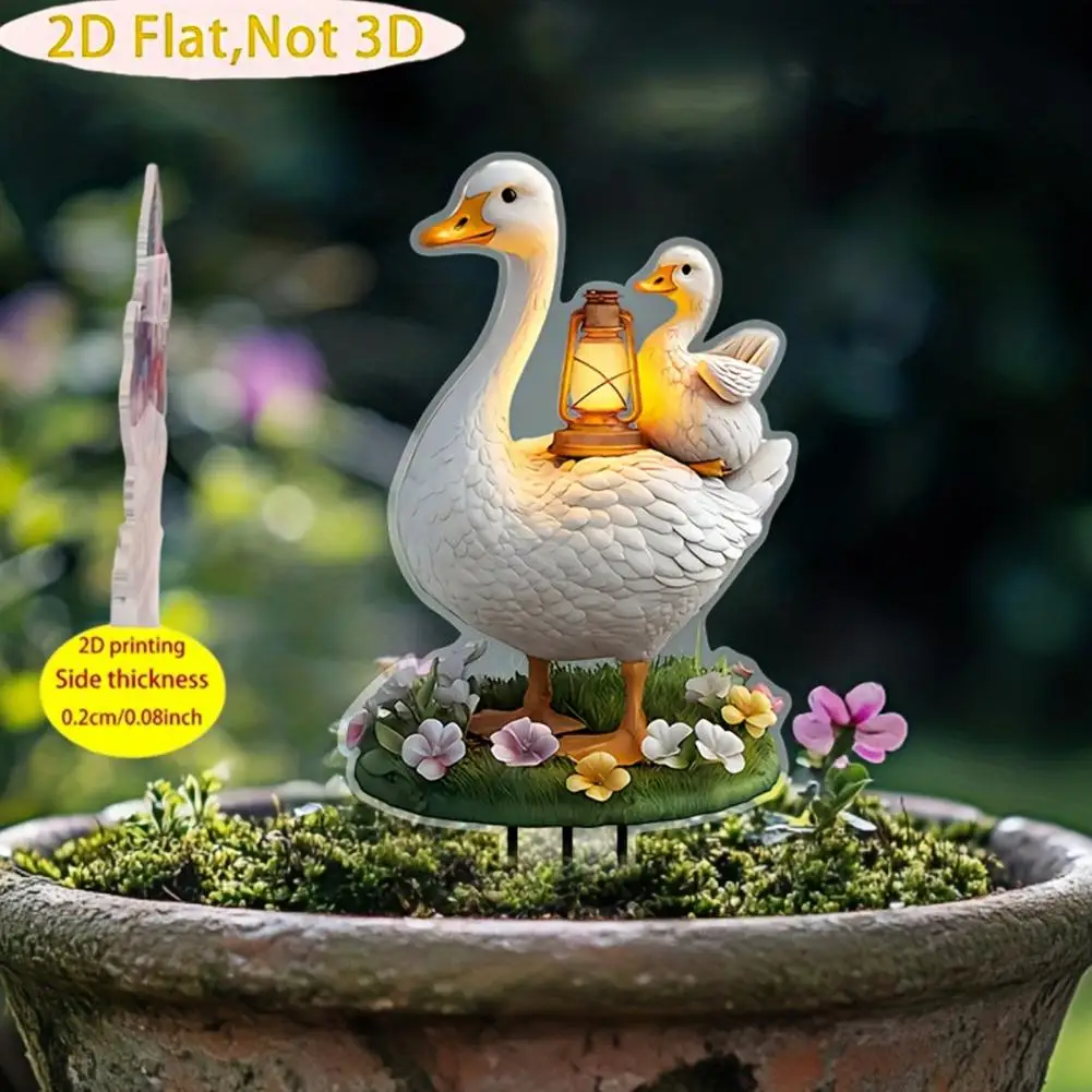 2D Animal Garden Stake, Cute Duck Yard Art Stake, Rusty Squirrel Garden Decoration for Yard Tree Lawn Flower Bed
