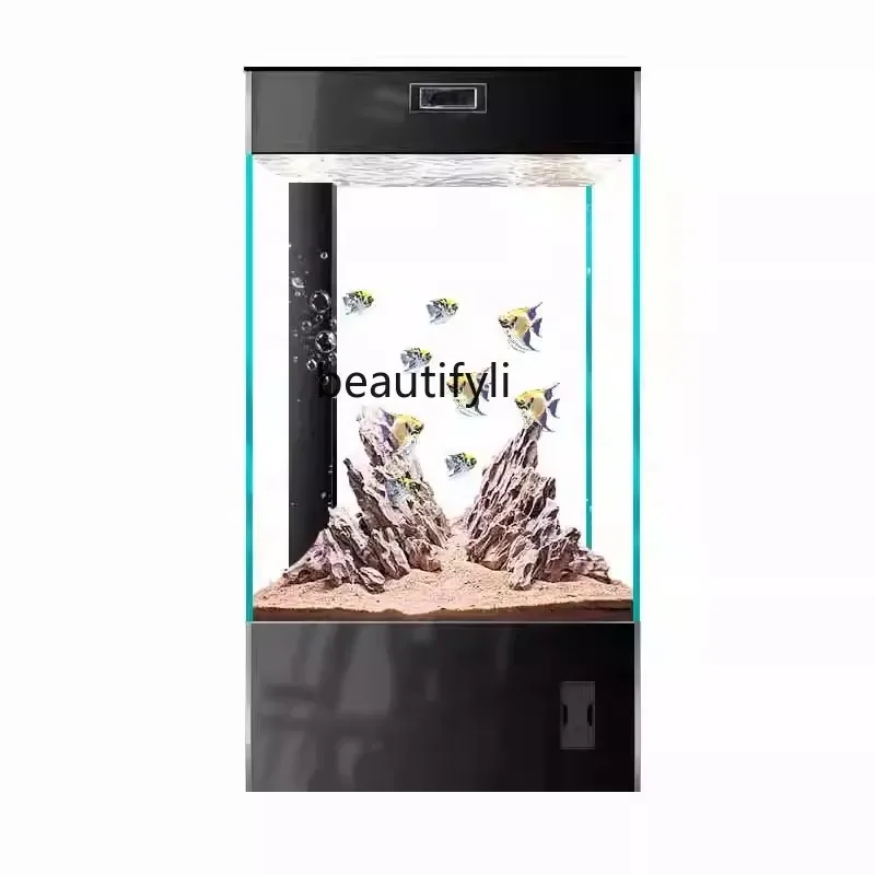 Smart aquarium ultra-white glass fish tank living room small household vertical floor ecological goldfish tank  H