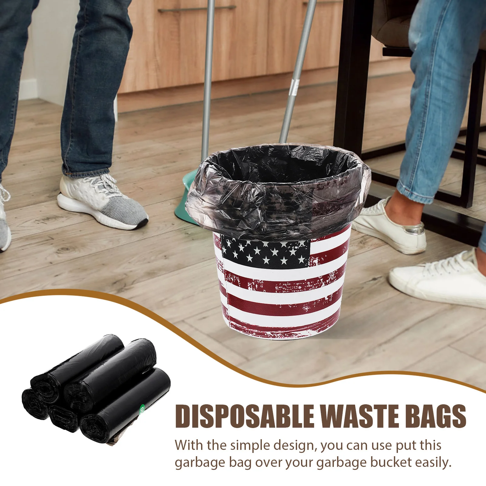 

5 Rolls Black Trash Bags Thickened Kitchen Garbage Bag for Bathroom Portable Toilet Waste Disposal Portable Toilet Bags