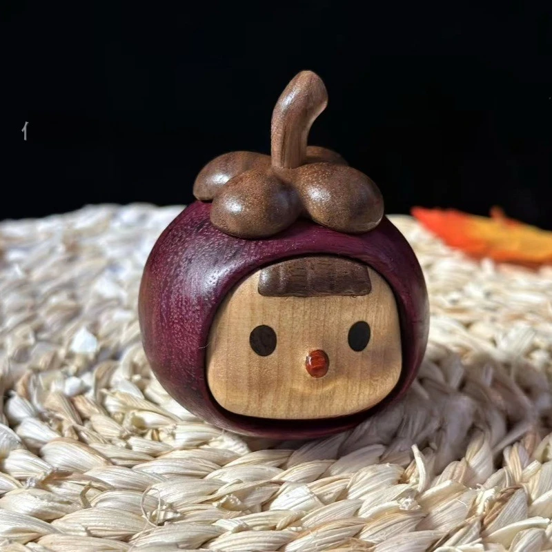 

New Creative Cute Mangosteen Puppet Ornament Healing Fruit Mangosteen Wooden Ornament Gift