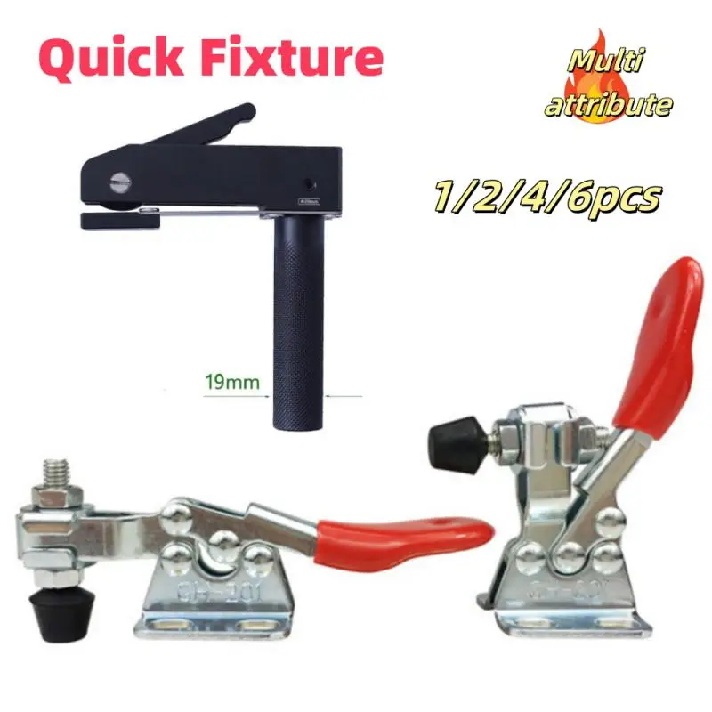 

6pcs Horizontal Toggle Clamp Quick-Release Toggle Clamps Set 201A/201B/201C/225D Woodworking Fix Clip Tool for Carpentry