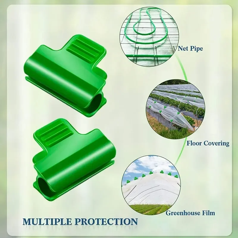 Greenhouse Pipe Clamps Clips, Plant Stakes, for Outer Shed Film, Row Cover, Shading Netting, Tunnel Hoop Clips