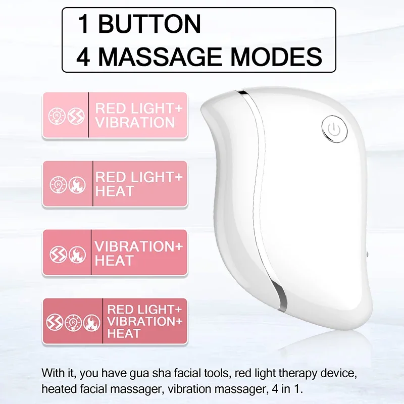 4-in-1 Electric Gua Sha Tool Facial Massager Microcurrent Face Lifting Anti-Aging Skin Firming Scraping Board Beauty Care Device